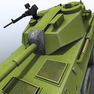3D Model of Game-ready model of Chinese PTL02 100mm Wheeled Assault Gun - 3D Render 5